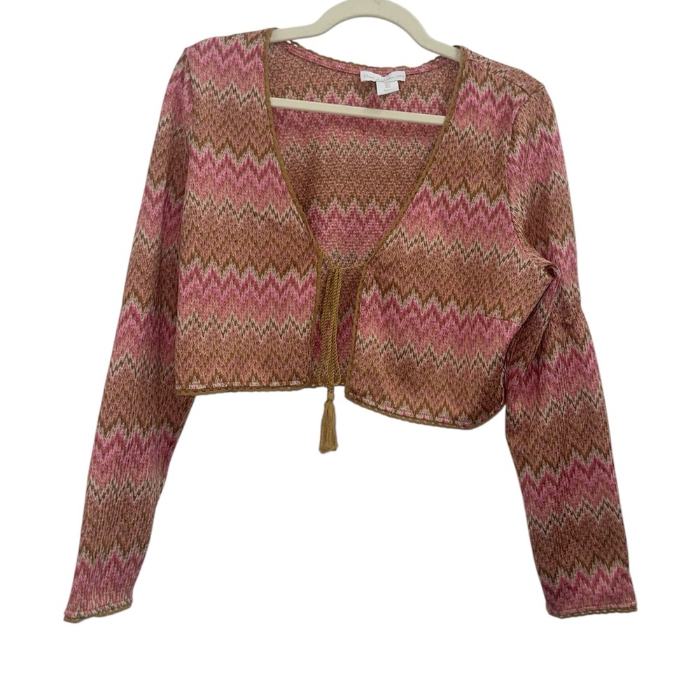 House of Harlow 1960 Zigzag Cropped Cardigan Boho Festival Women's L